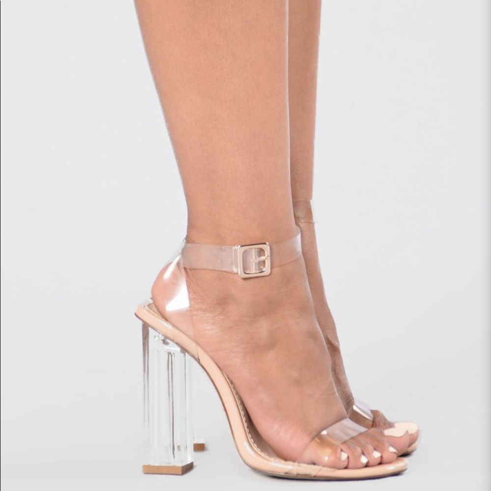 Nude heel with transparent strap